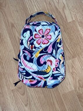 Vera Bradley Blue Pink & Red Floral Print Zip Around Lunch Box / Bag
